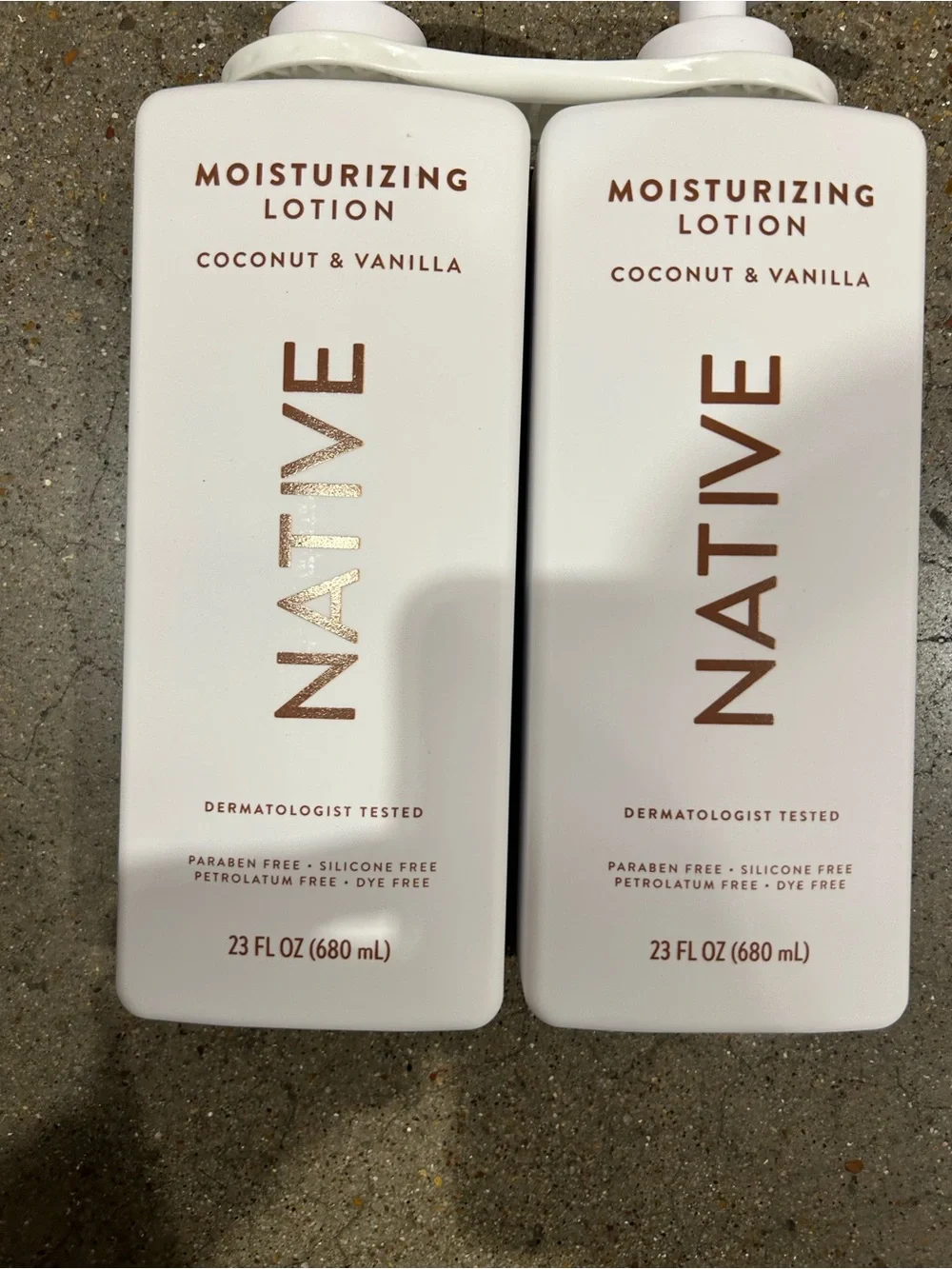 Native Coconut & Vanilla Moisturizing Lotion - White with Bronze Text duo pack
